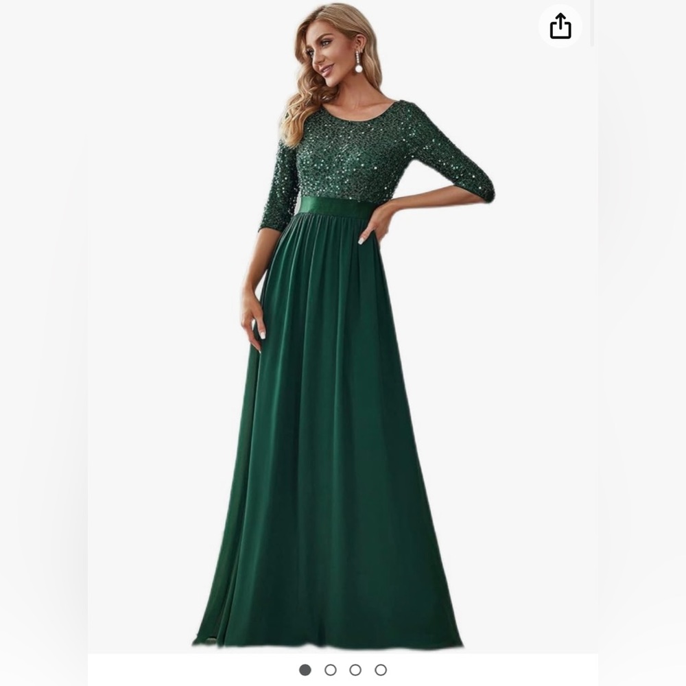 Amazon Emerald green formal sequence dress